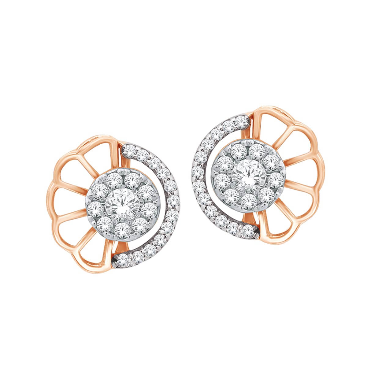 Captivating Blooming Wheel Gold Stud Earrings