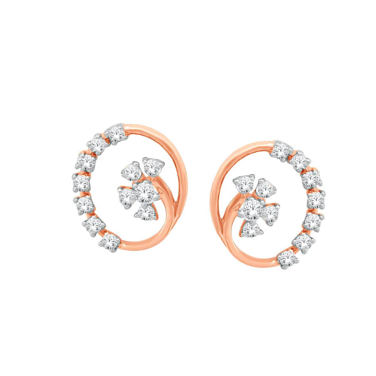 Dazzling Whirl Gold Studs 18K