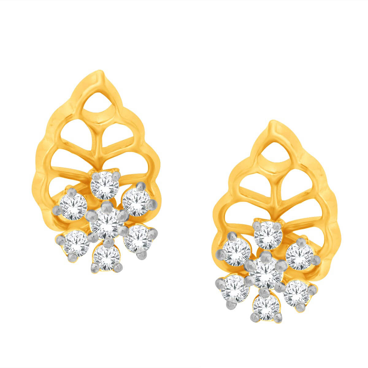 Graceful 18K Diamond Floral Studs with Cheerful Vibe