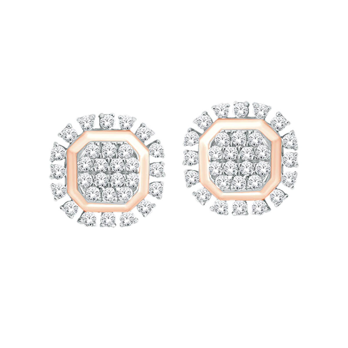 18K Square Stud Earrings for Cheerful Grace