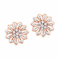 18K Diamond Petal Floral Stud Earrings