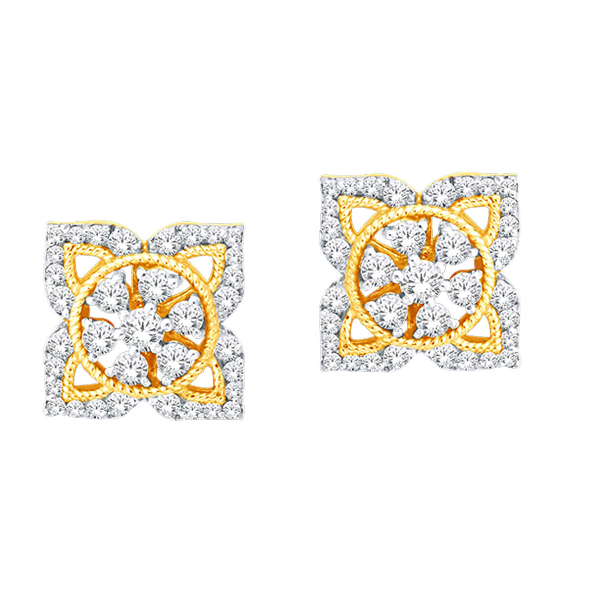 18K Gold Clover Studs with Exquisite Detailing