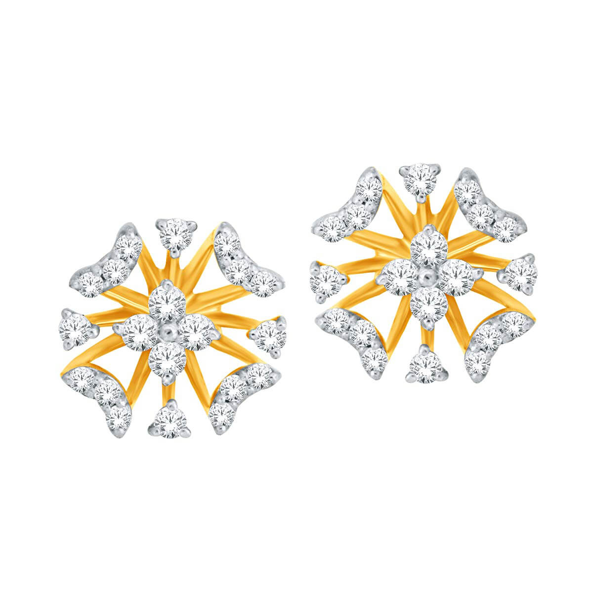 Sparkling 18K Diamond Floral Studs for a Sophisticated Look