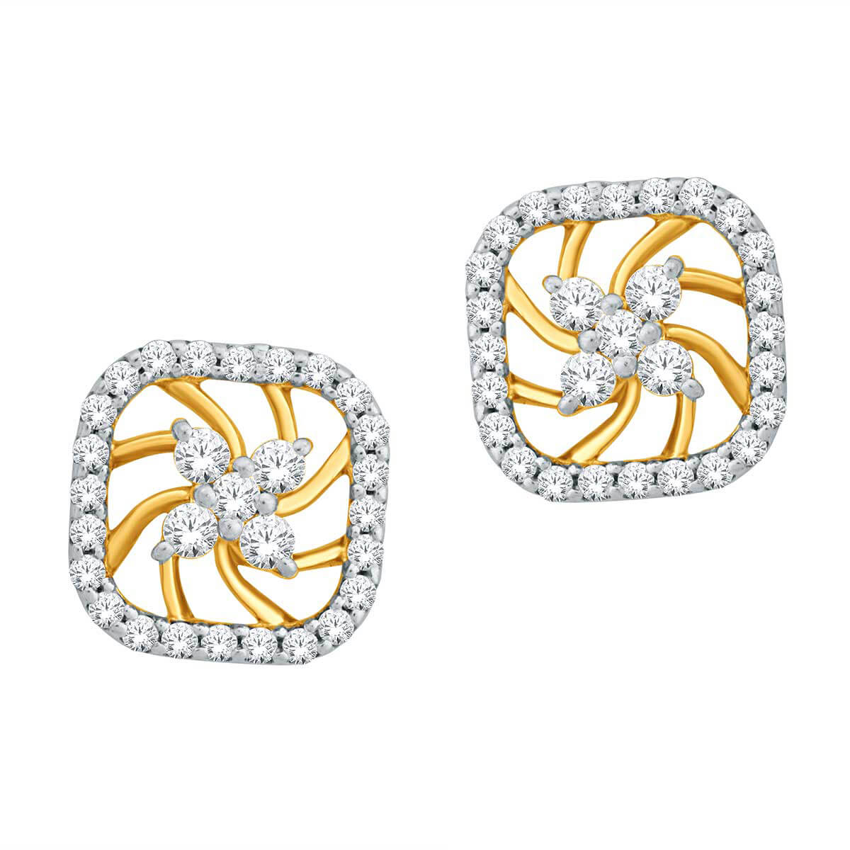 18K Square Stud Earrings for a Dazzling Grace