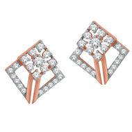 18K Rose Gold Diamond Square Studs for Graceful Radiance