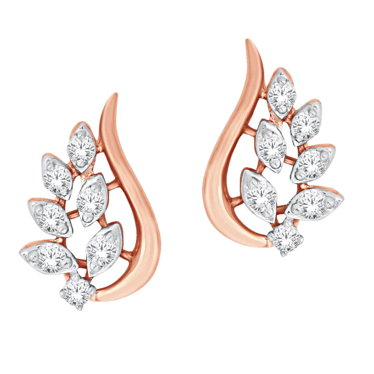 Dazzling Peacock Feather 18K Diamond Studs