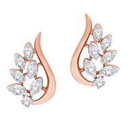 Dazzling Peacock Feather 18K Diamond Studs
