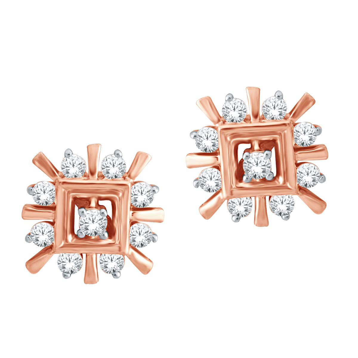 18K Square Flora Studs For Charming Elegance