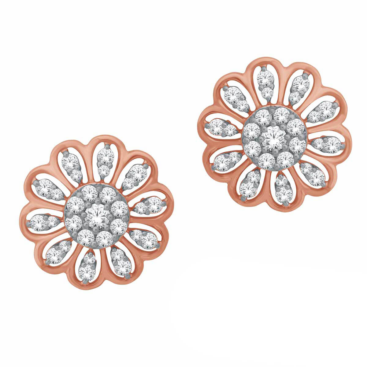 18K Radiant Diamond Studs with Vintage Charm