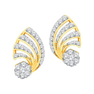 18K Dazzling Peacock Feather Diamond Stud Earrings