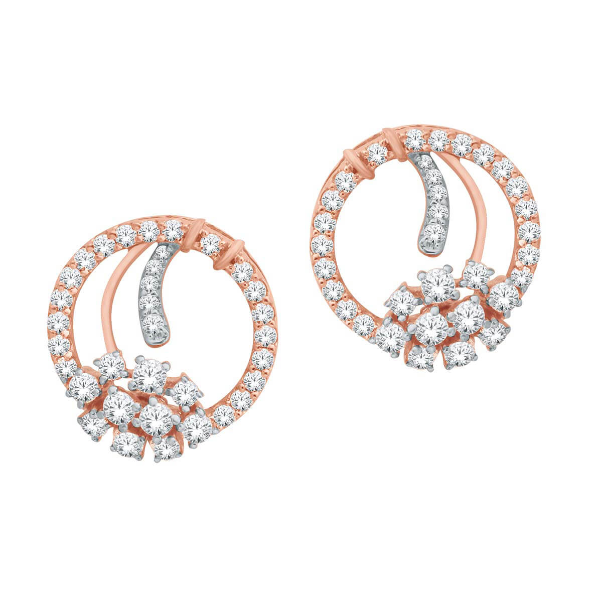 Radiant Trendy Wheel Gold Stud Earrings 18K