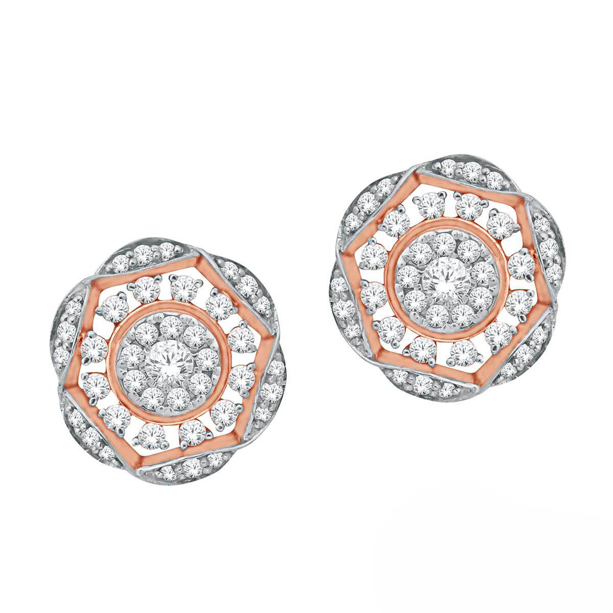 Exquisite Gorgeous Floral Design 18K Diamond Studs