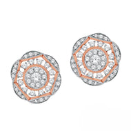 Exquisite Gorgeous Floral Design 18K Diamond Studs