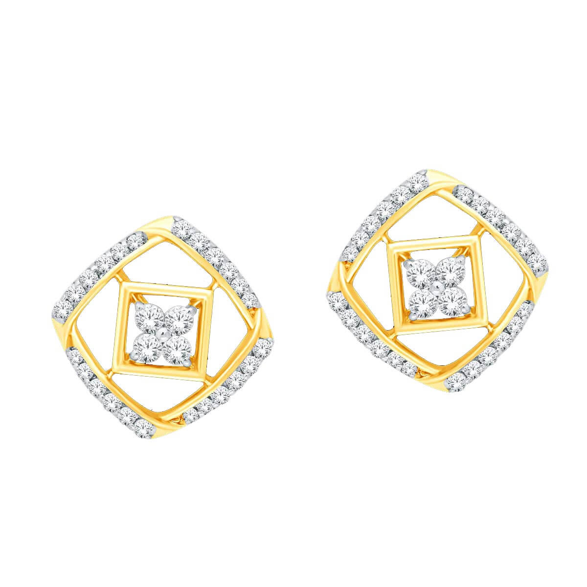 Golden Blooming Flora Box Studs 18K