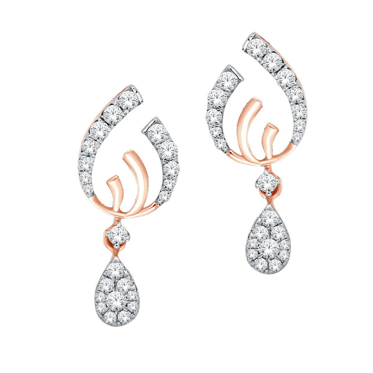 18K Elegant Paisley Diamond Studs for Sophisticated Look