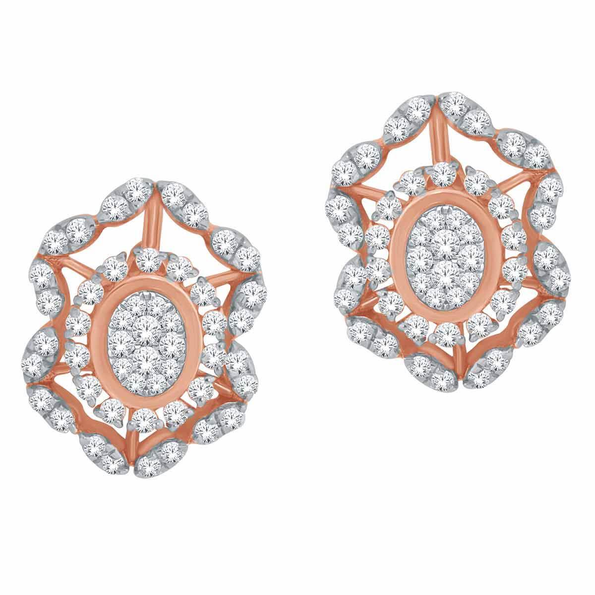 Exquisitely Crafted Diamond 18K Studs with Floral Motif
