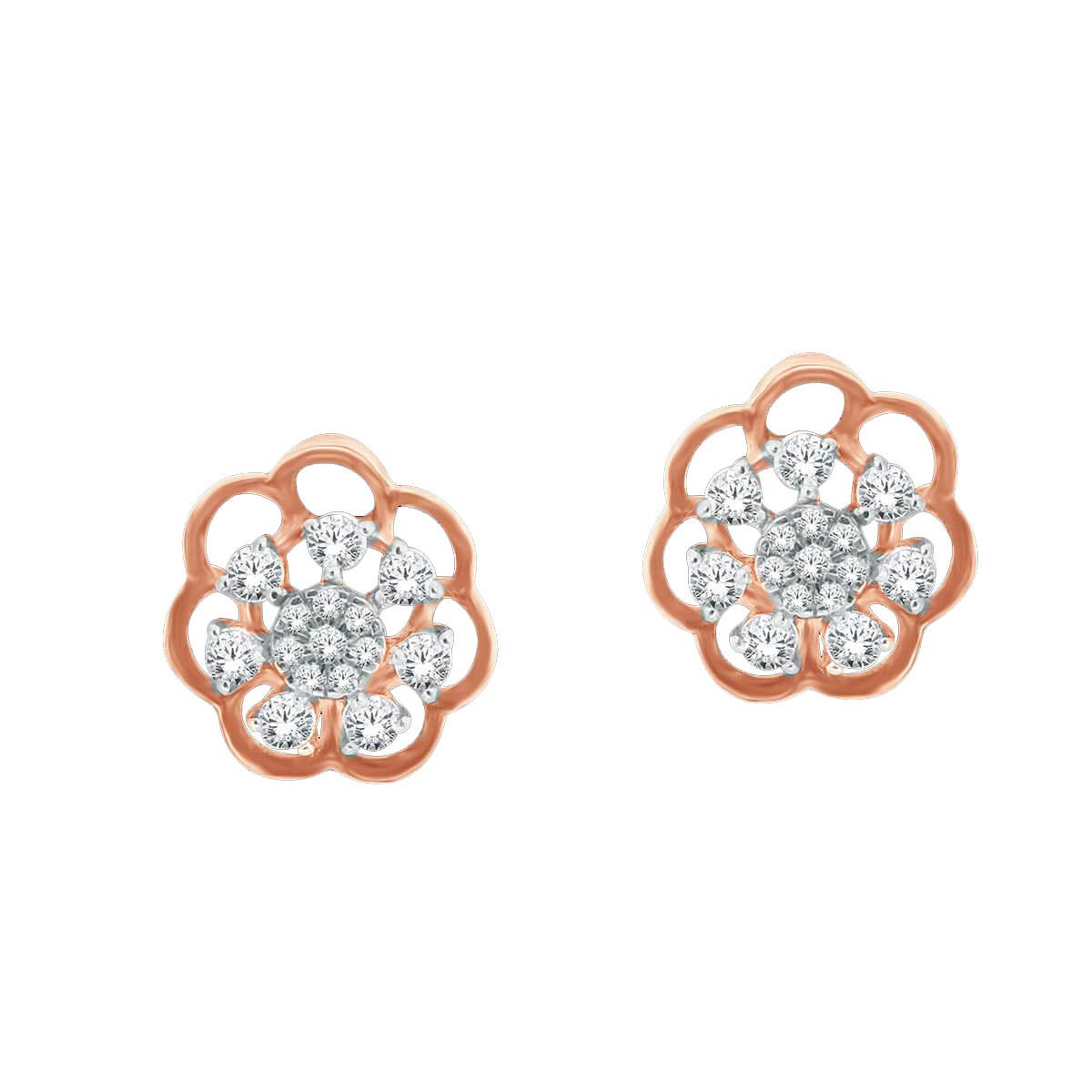 Gleaming Blossom 18K Rose Gold Studs