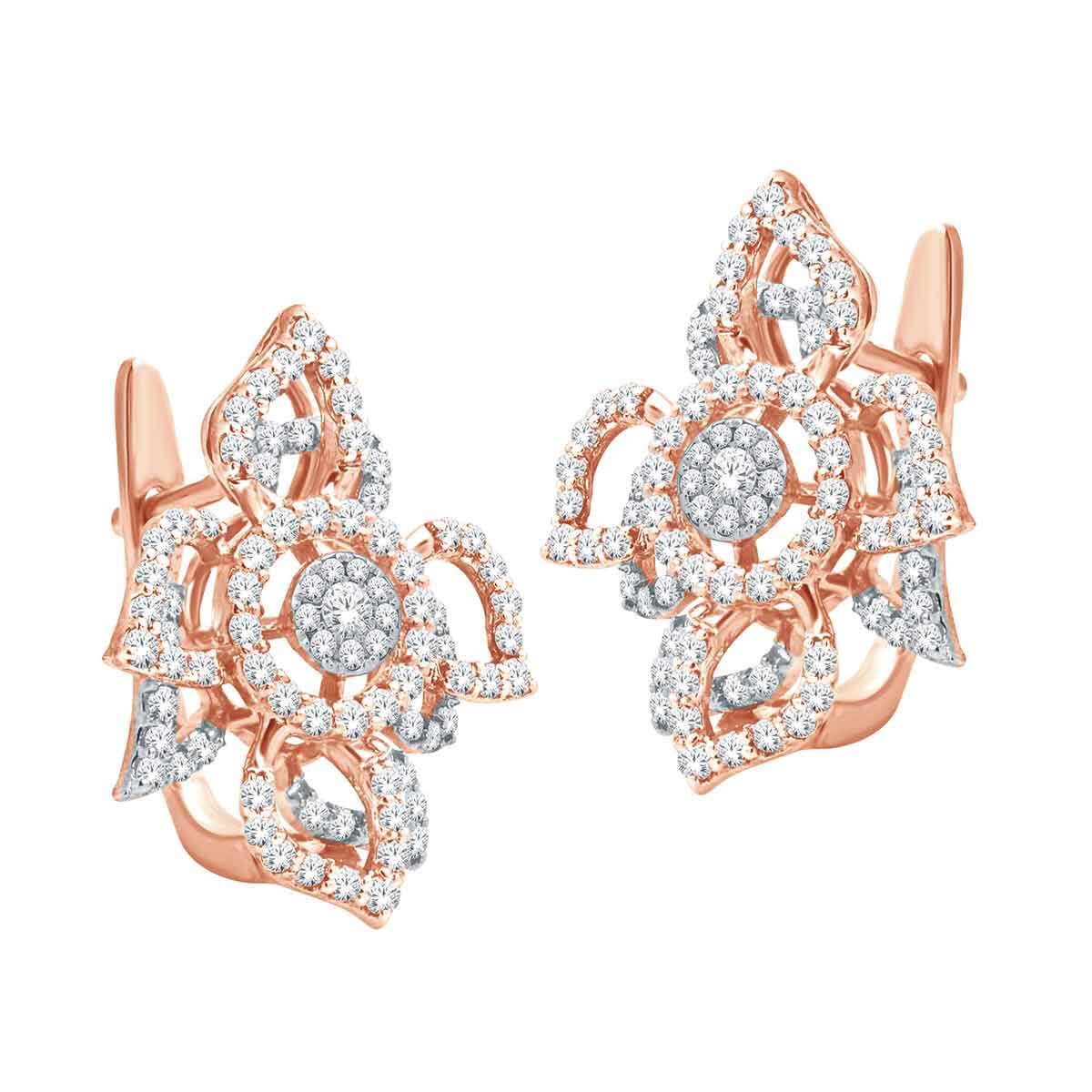 18K Graceful Enigmatic Gold Hoops with Flora Motif
