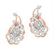Radiating Elegance Peacock Feather 18K Diamond Studs