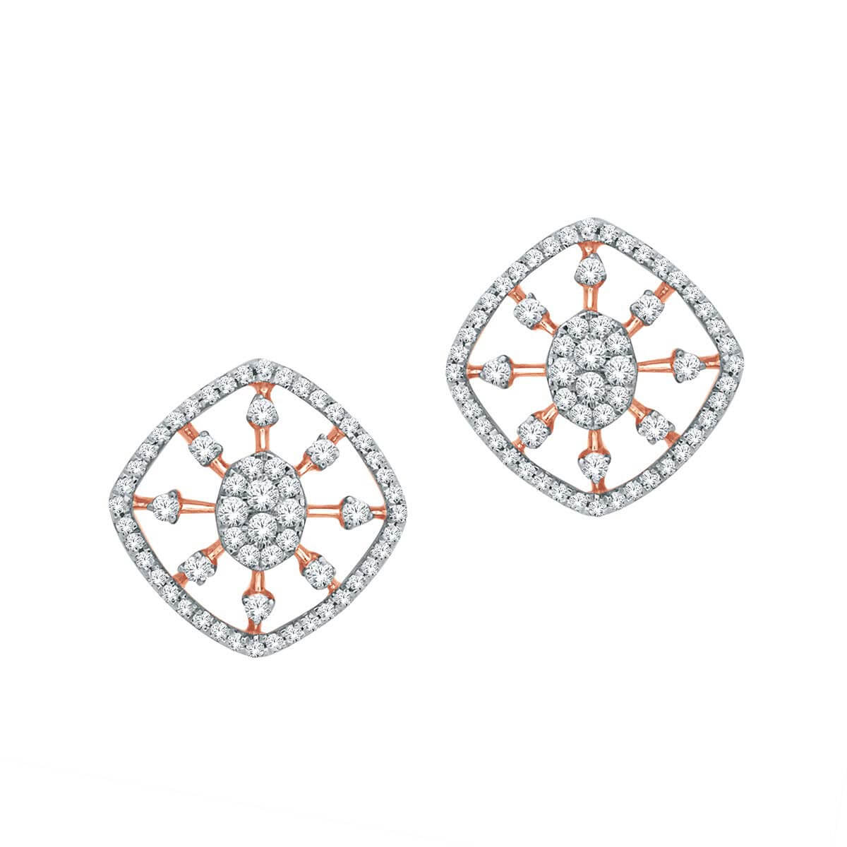 Charming Square Stud Earrings in 18K Gold