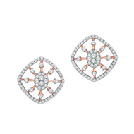 Charming Square Stud Earrings in 18K Gold