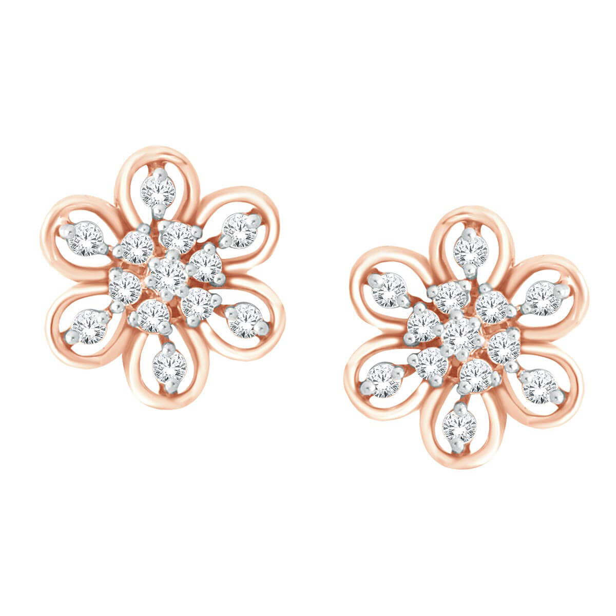 Graceful 18K Diamond Floral Studs for Daily Charm