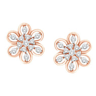 Graceful 18K Diamond Floral Studs for Daily Charm