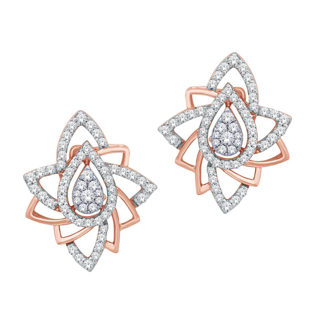 18K Radiant Elegant Paisley Spiral Gold Stud Earrings