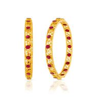 Vibrant Red Charm Gold Bangle