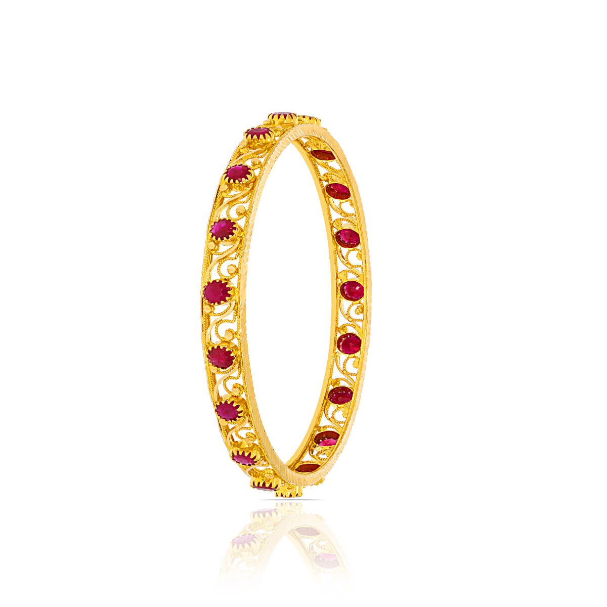 Vibrant Red Charm Gold Bangle