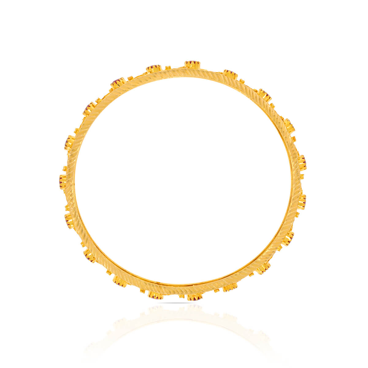 Vibrant Red Charm Gold Bangle
