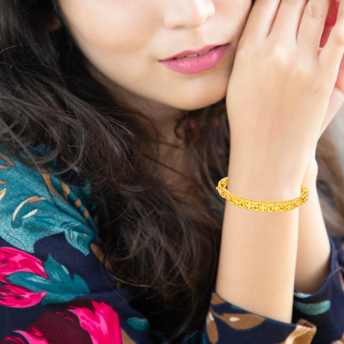 Charm Gold Kada with Intricate Crafting