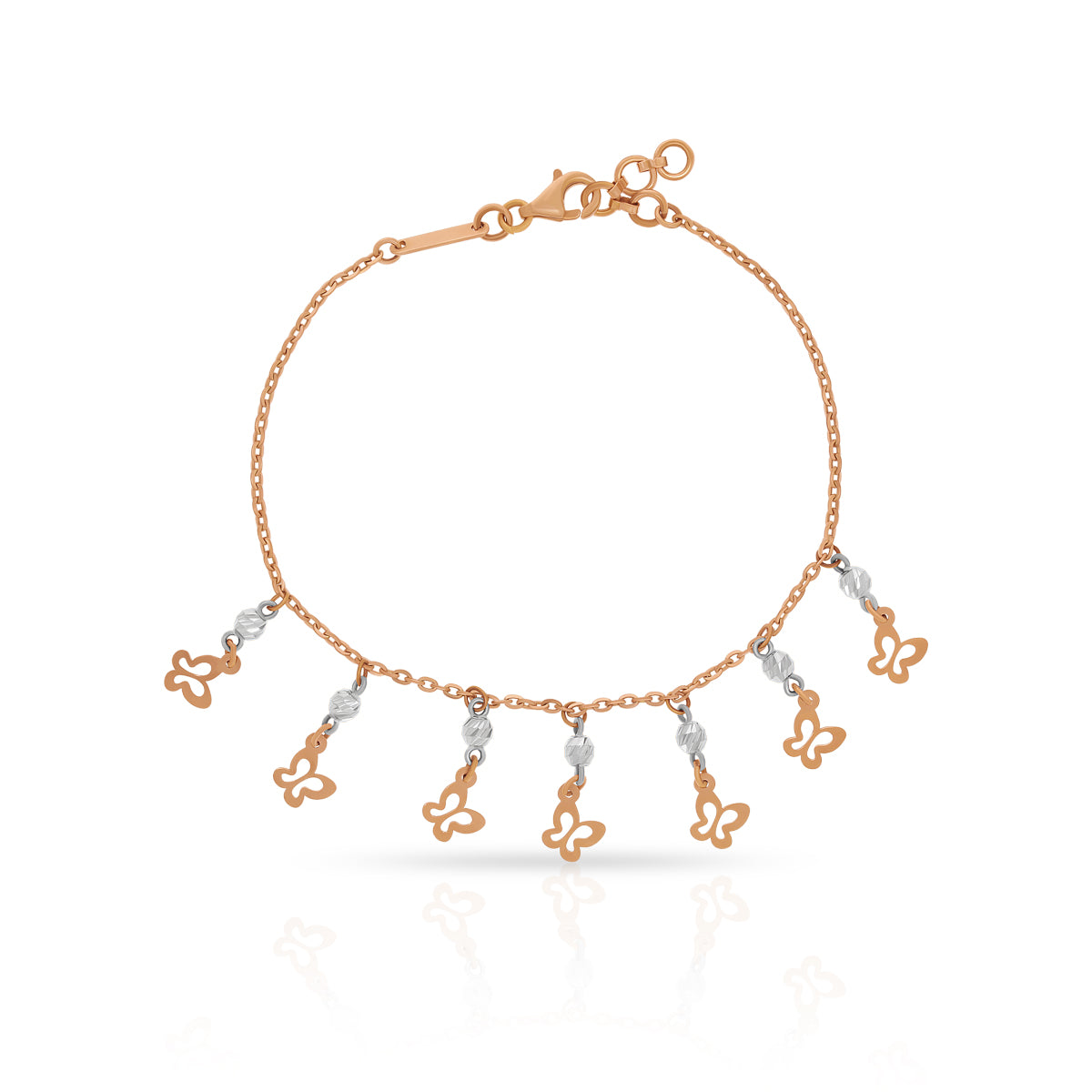 Graceful Petite Butterfly Gold Charm Bracelet