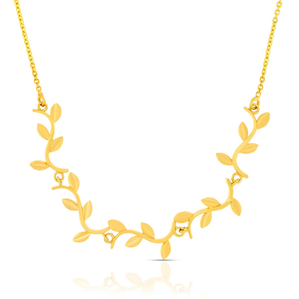 Charming Golden Foliates Short Necklace