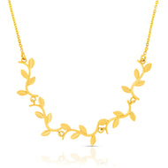 Charming Golden Foliates Short Necklace