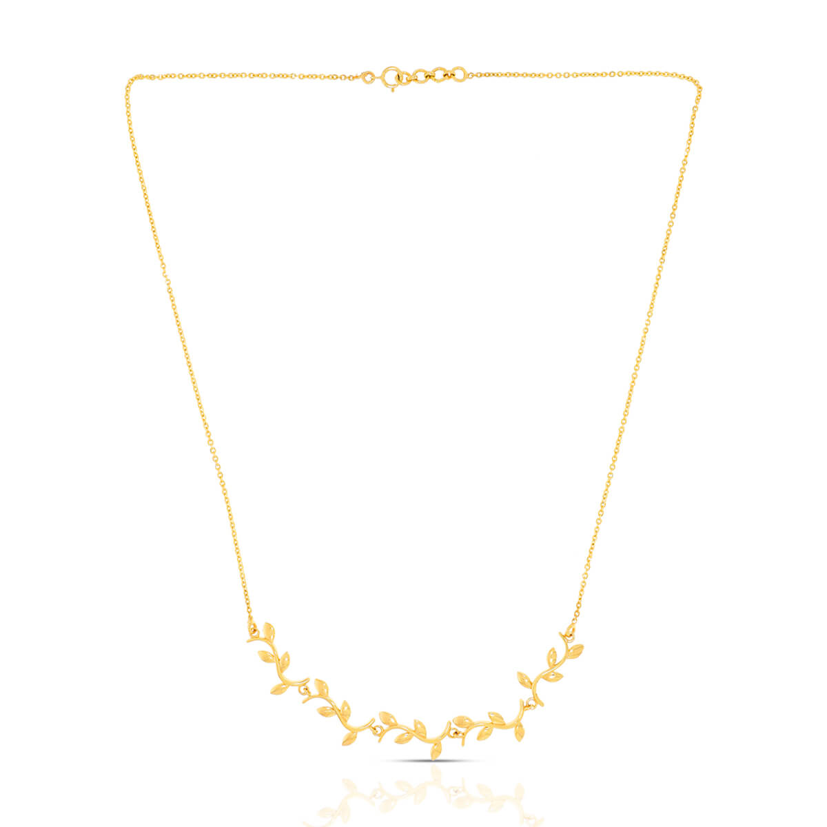 Charming Golden Foliates Short Necklace