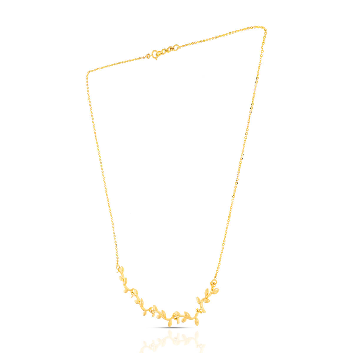 Charming Golden Foliates Short Necklace
