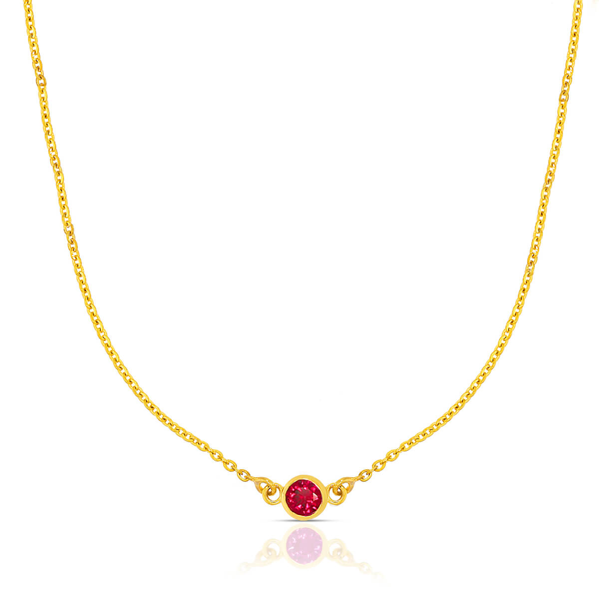 Crimson Orb Gold Short Necklace