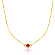 Crimson Orb Gold Short Necklace
