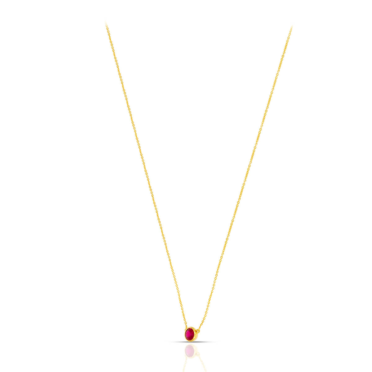 Crimson Orb Gold Short Necklace