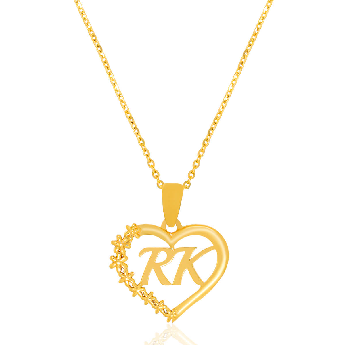 Graceful "RK" Alphabet Gold Pendant