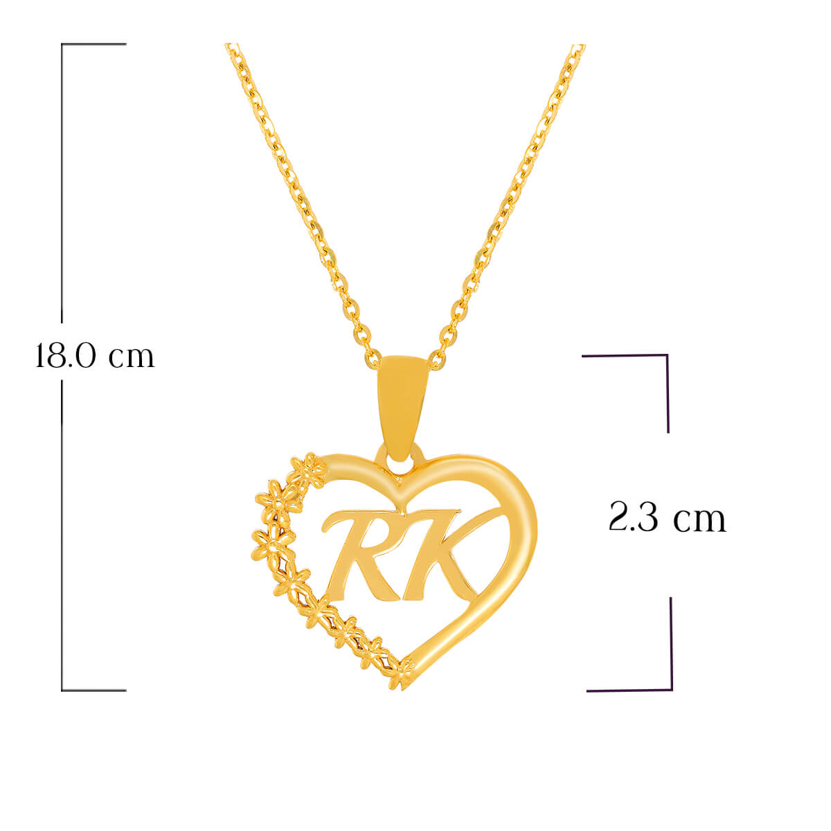 Graceful "RK" Alphabet Gold Pendant