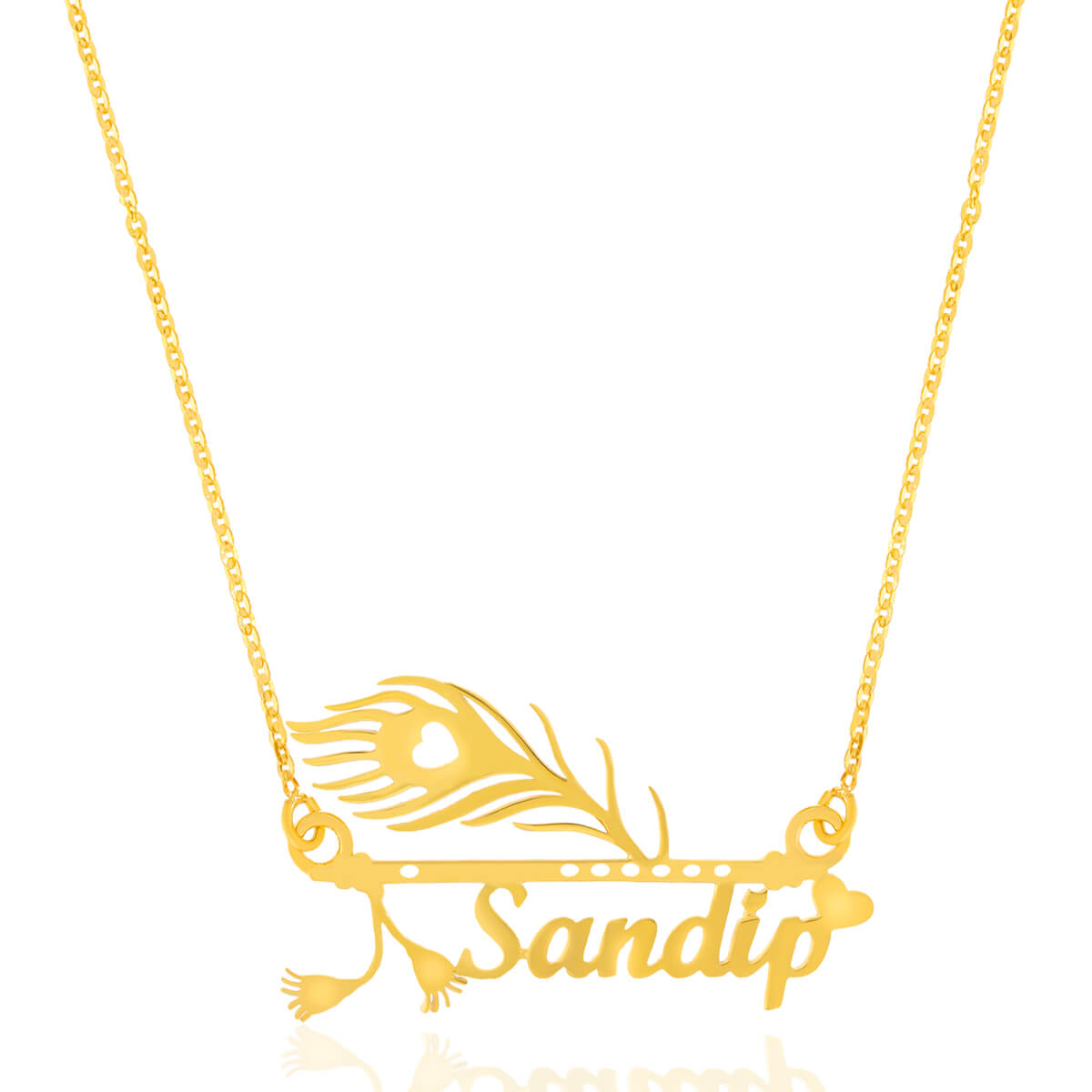 Peacock Feather Elegance Gold Pendant 22K