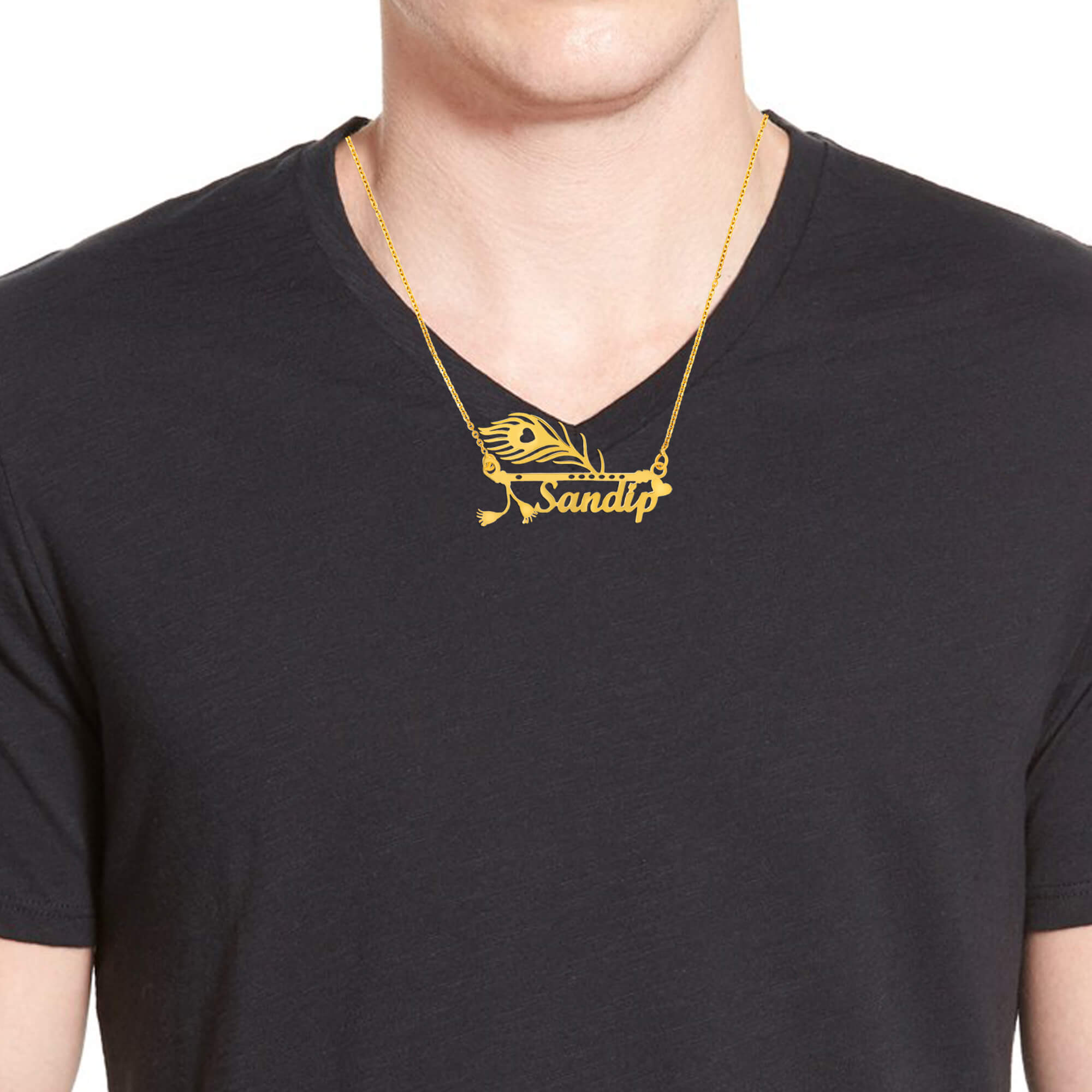 Peacock Feather Elegance Gold Pendant 22K
