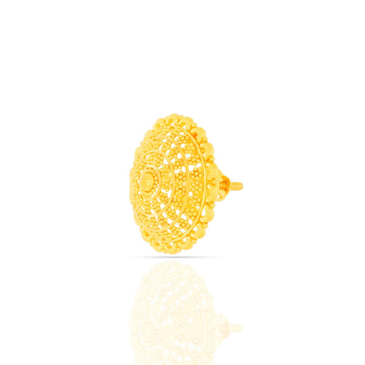 22K Golden Flower Studs with Simple Charm