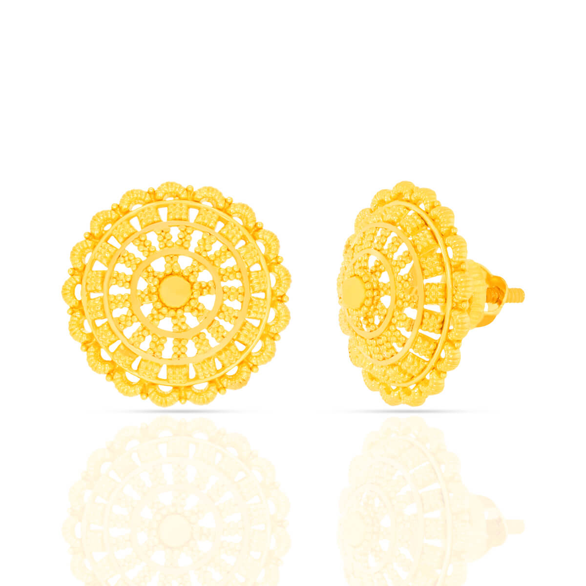 Classic Floret Motif 22K Gold Stud Earrings