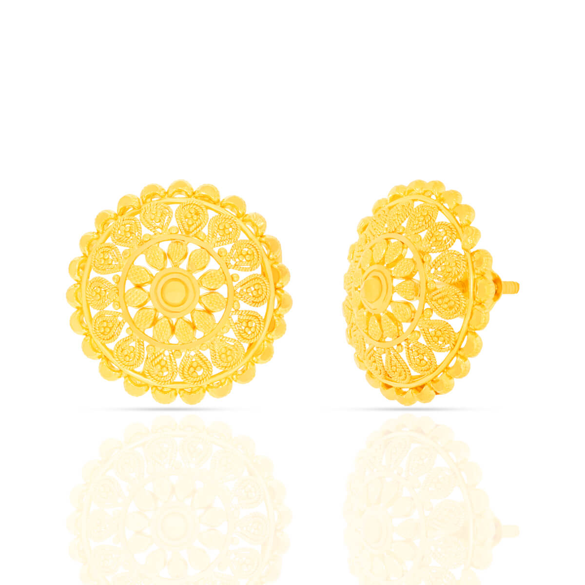 Delicate Floral Charm 22K Gold Studs