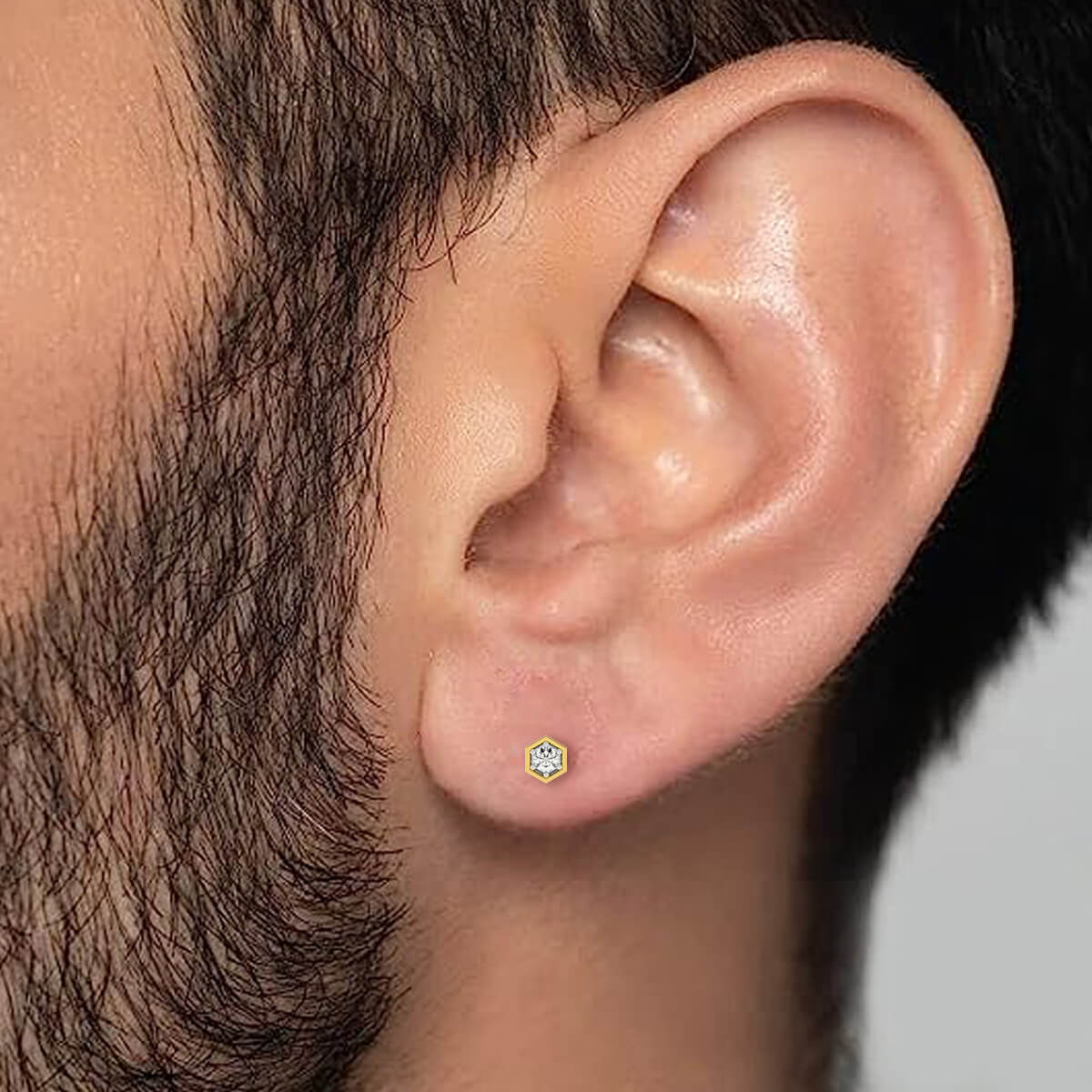 Robust Hexa Men Gold Studs