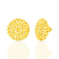 Golden Petal Floral Stud Earrings in 22K