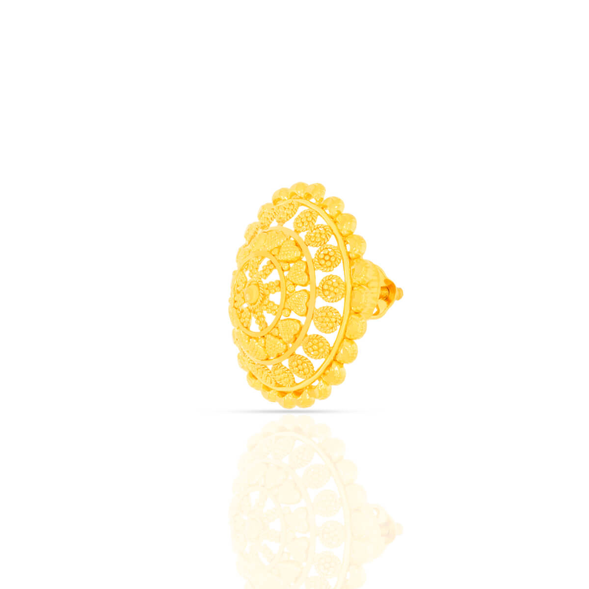 Golden Petal Floral Stud Earrings in 22K